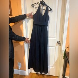 WHIT Navy Backless Halter Dress